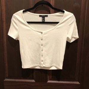 Forever21 white button-up crop top